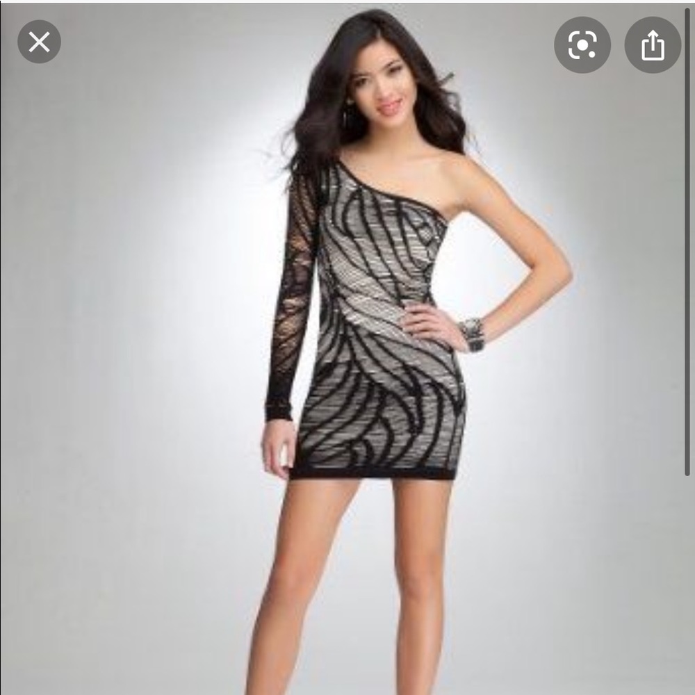 Bebe one shoulder little black dress Size small
